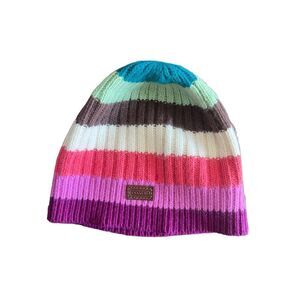 Coach Wool Rayon Rabbit Angora Cashmere Kids Beanie Hat Striped Girls One Size